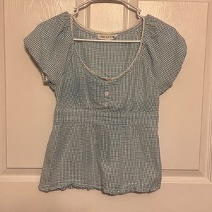Vanilla Star Plaid Blue and White Blouse XS